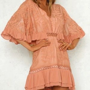 Goodnight Maccaroon coral floral mini dress